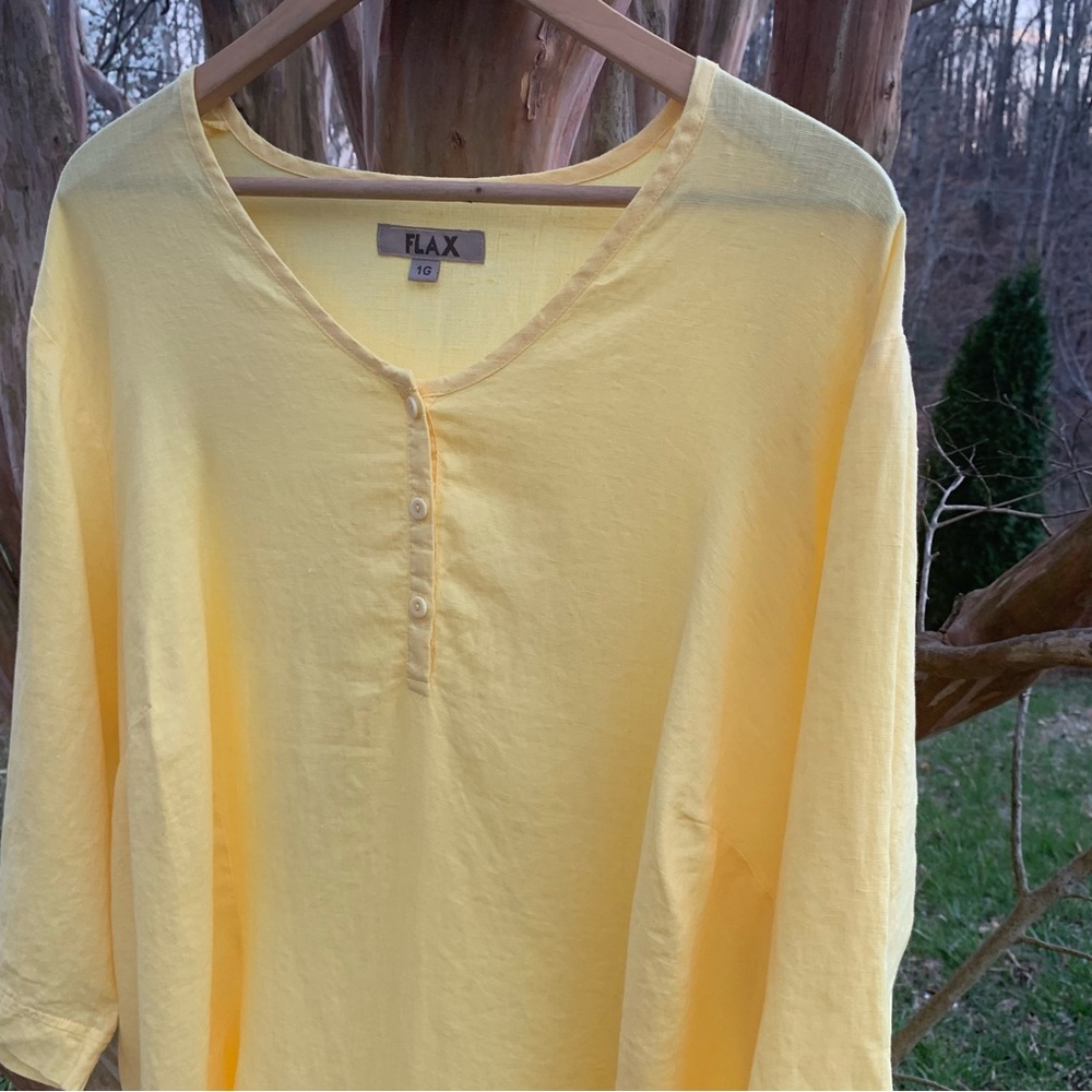 Flax Linen Long Sleeve Dess in a Sunny Yellow - Picture 2 of 14